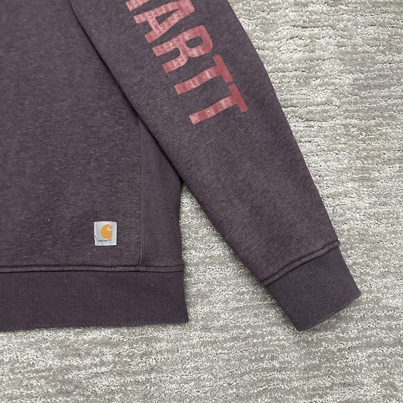 Carhartt Sweatshirt Womens 2XL Purple Crewneck Sleeve Graphic Fleece Pullover - Picture 3 of 12